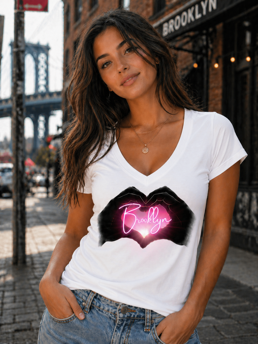 Women Brooklyn Love- V-neck T-shirt